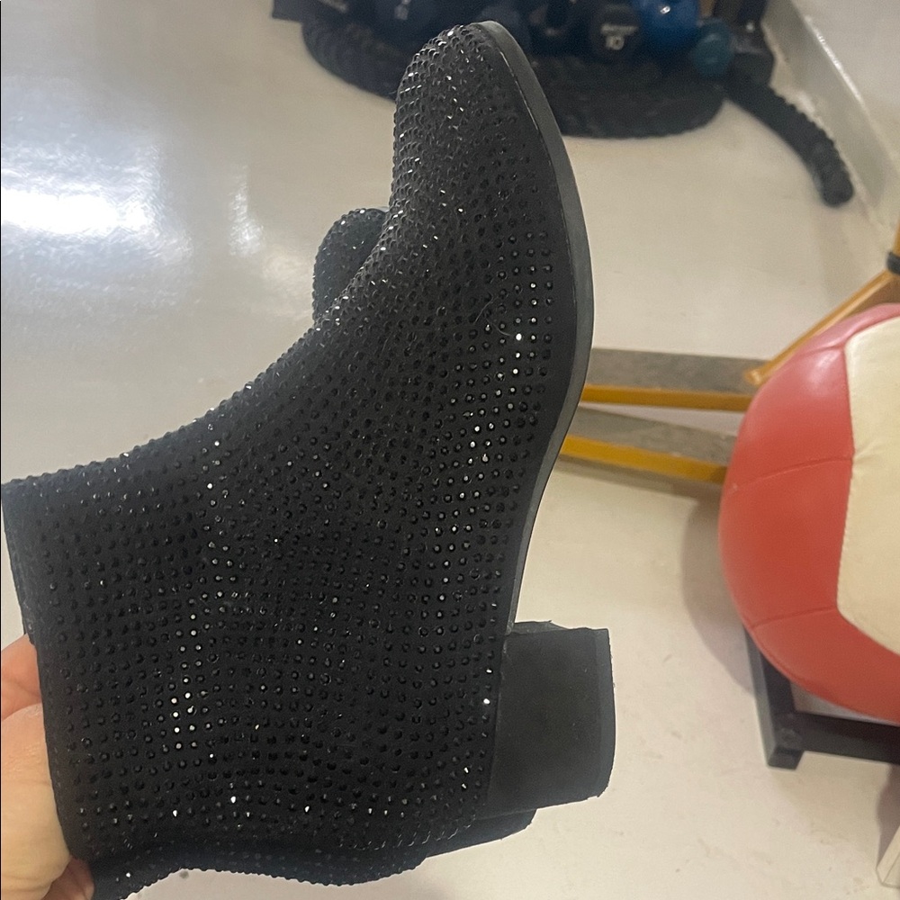 Art Class Black Rhinestone Ankle Booties